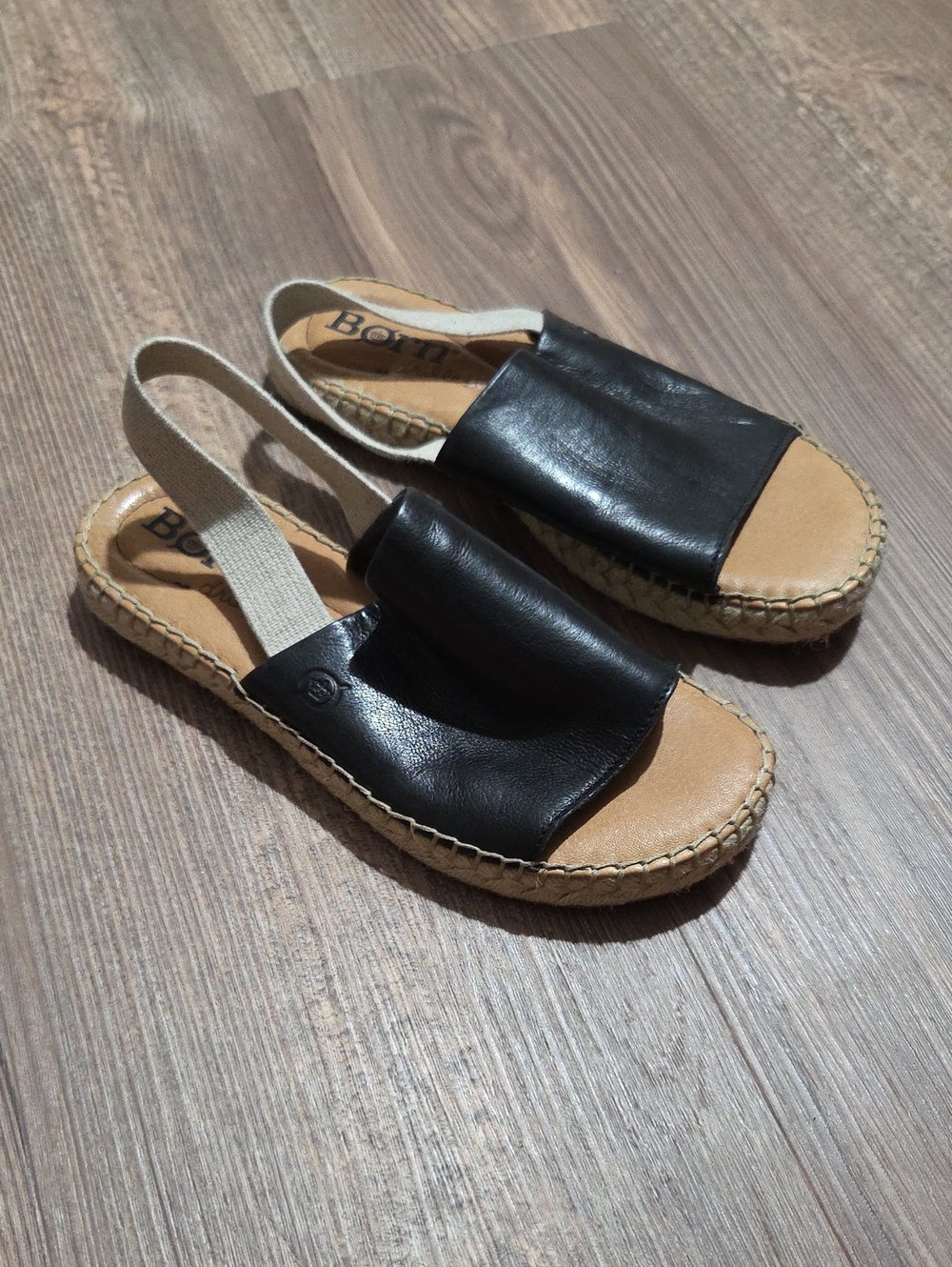 Born Black Leather Slingback Sandals
